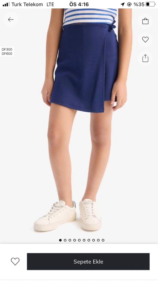 Defacto Lacivert Drapeli Kız Çocuk/Kadın Şort Etek - Görsel 5