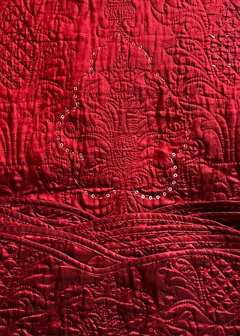 Bordo Nakışlı Yatak Örtüsü Takımı - Görsel 4