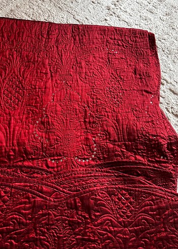 Bordo Nakışlı Yatak Örtüsü Takımı - Görsel 3