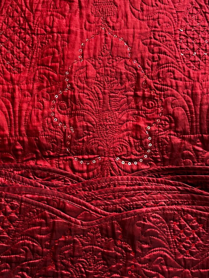 Bordo Nakışlı Yatak Örtüsü Takımı - Görsel 4