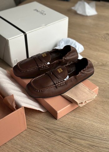 Miu Miu Miu Miu Kahverengi Deri Kadın Loafer