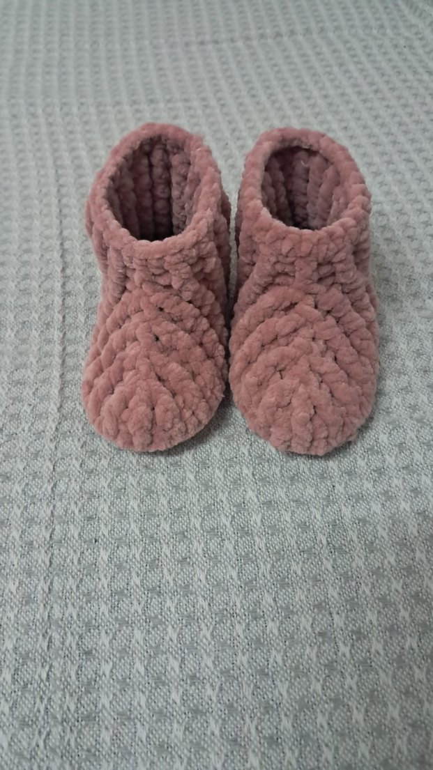 Kız Çocuk Pembe Örgü Sıcak Ev Terliği - Görsel 2