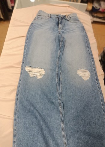 Mavi Midi Boy Salaş Kadın Kot Pantolon