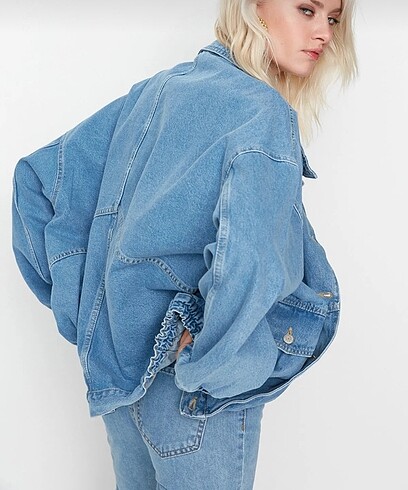 m Beden mavi Renk Trendyolmilla Mavi oversize kot ceket