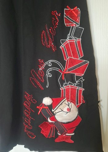 Yeniyıl Temalı Siyah Mini Gecelik - Görsel 3