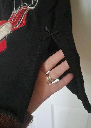 Yeniyıl Temalı Siyah Mini Gecelik - Görsel 4