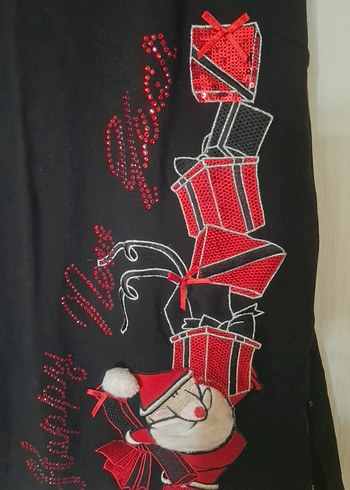 Yeniyıl Temalı Siyah Mini Gecelik - Görsel 6