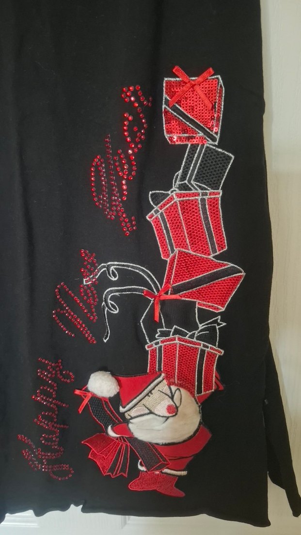 Yeniyıl Temalı Siyah Mini Gecelik - Görsel 5