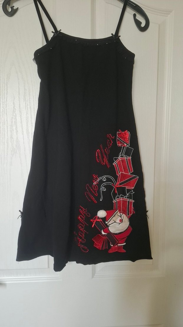 Yeniyıl Temalı Siyah Mini Gecelik - Görsel 2