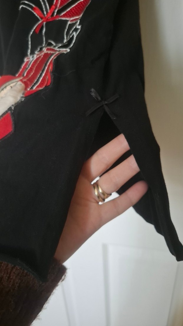 Yeniyıl Temalı Siyah Mini Gecelik - Görsel 4