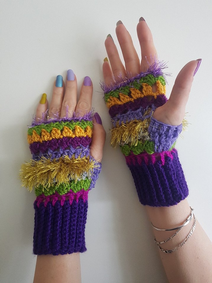 Renkli Bohem Örgü Kadın Eldivenleri - Görsel 2