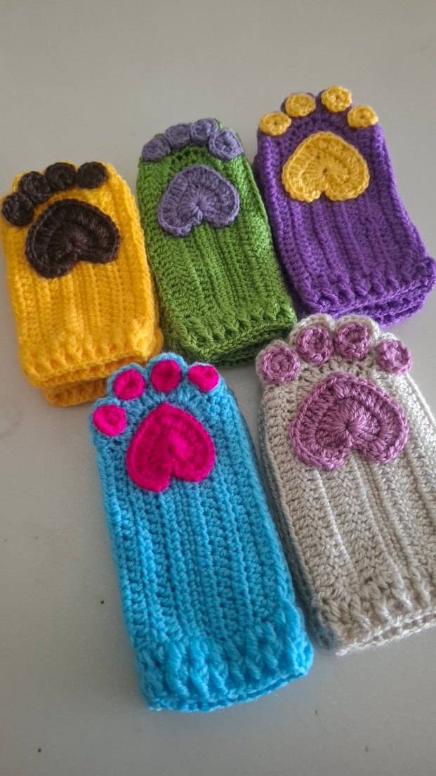 Kedi Patili Rengarenk El Örgüsü Eldiven - Görsel 3