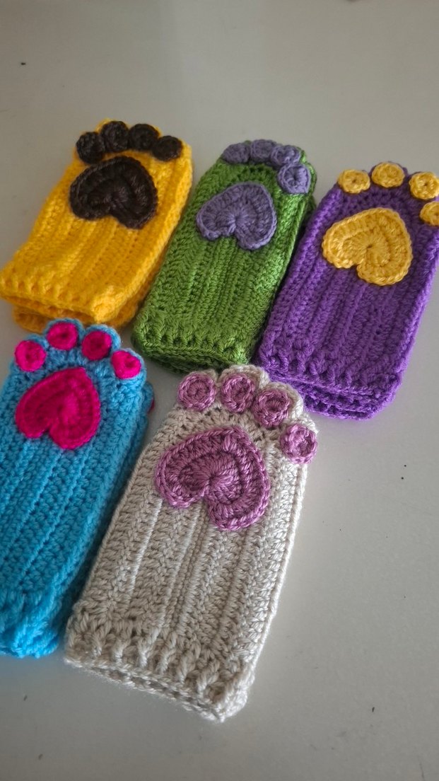 Kedi Patili Rengarenk El Örgüsü Eldiven - Görsel 2