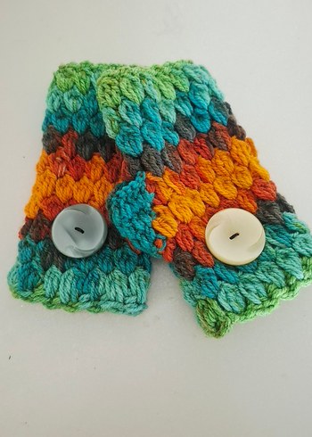 Gökkuşağı Renkli El Örgüsü Bohem Eldiven - Görsel 4