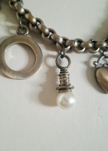 Antik Eskitme İncili Taşlı Tasarım Kolye - Görsel 5