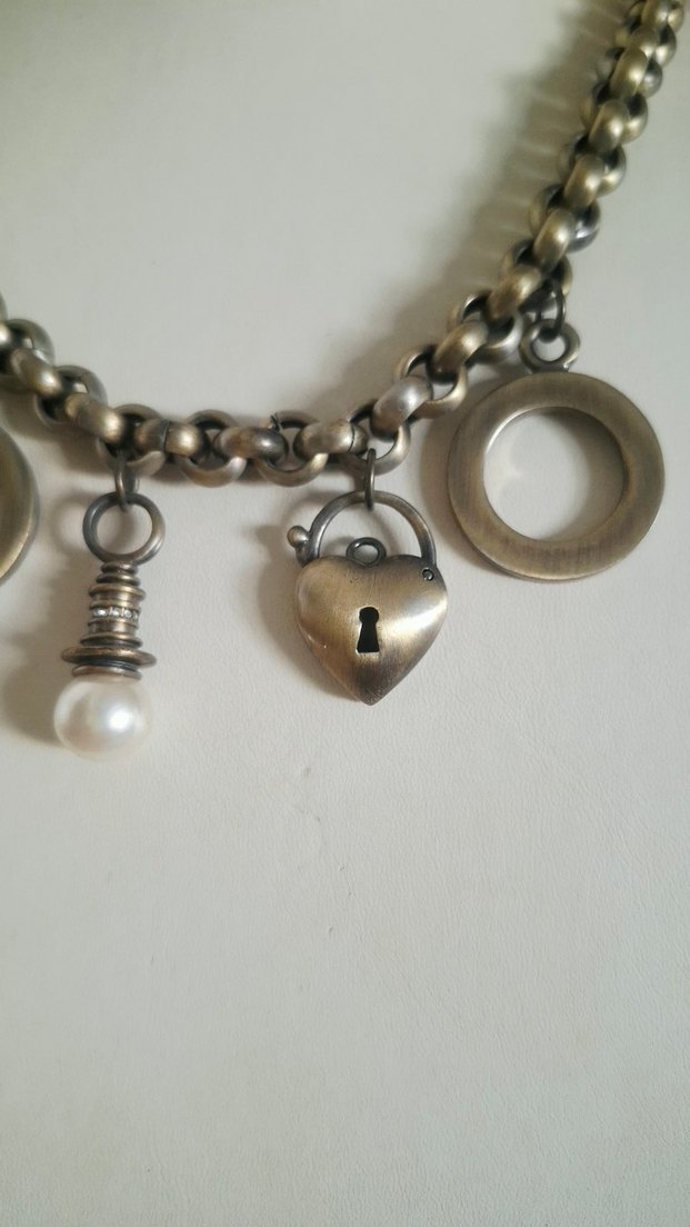 Antik Eskitme İncili Taşlı Tasarım Kolye - Görsel 3