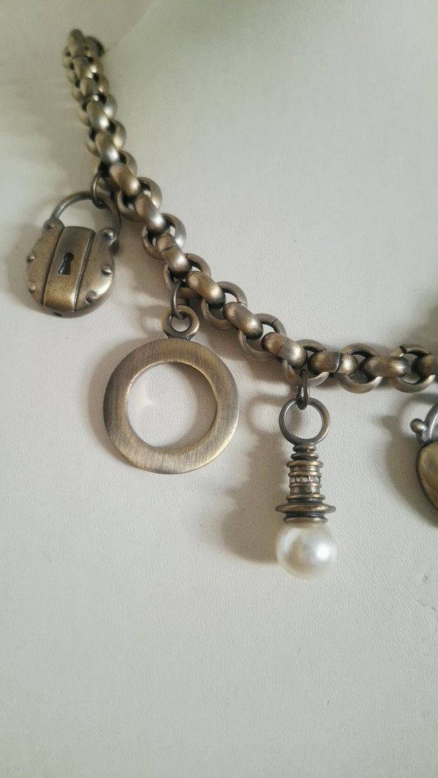 Antik Eskitme İncili Taşlı Tasarım Kolye - Görsel 2