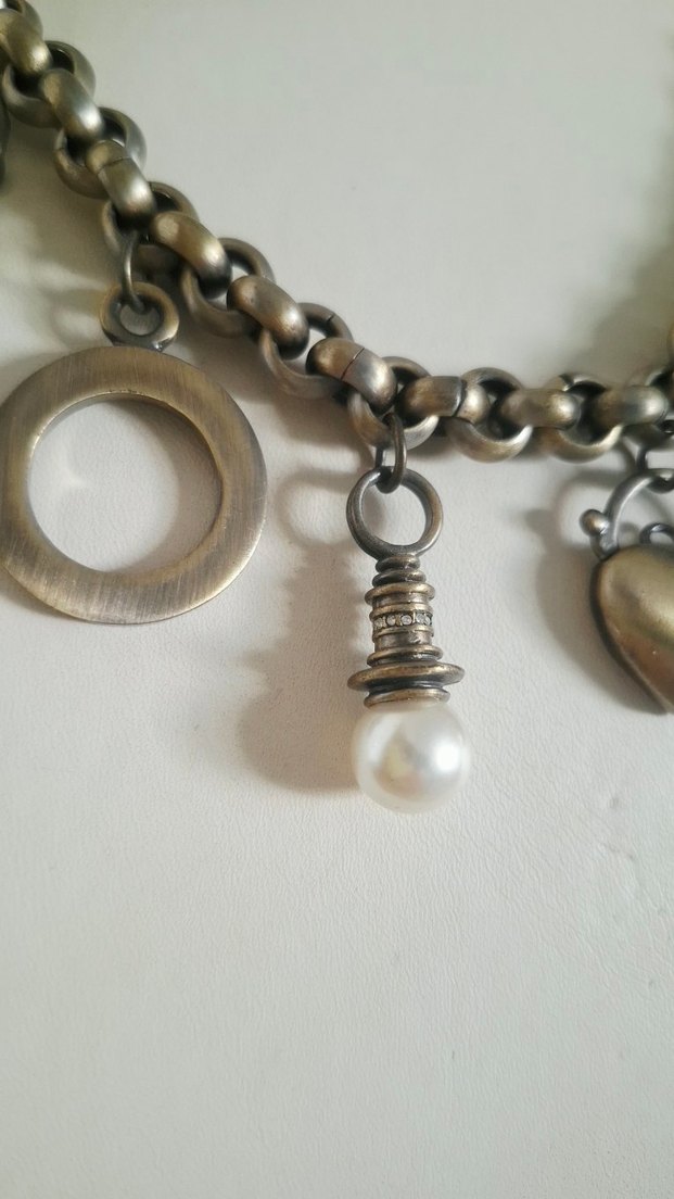 Antik Eskitme İncili Taşlı Tasarım Kolye - Görsel 5