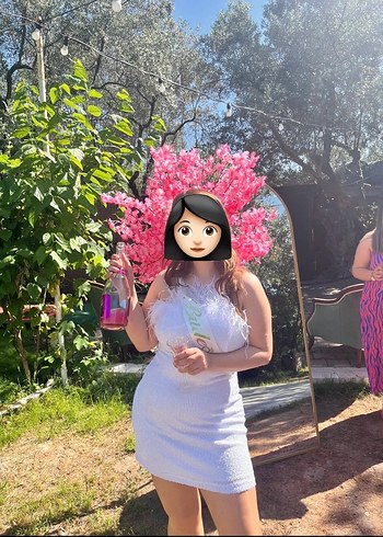 Pembe Straplez Mini Bohem Parti Elbisesi