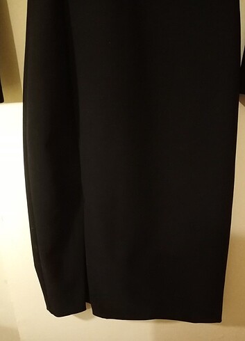 xs Beden siyah Renk Zara Drape Detaylı Yırtmaçlı Siyah Kalem Elbise