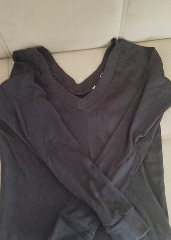 Siyah V Yaka Uzun Kollu Kadın Gömlek - Görsel 2