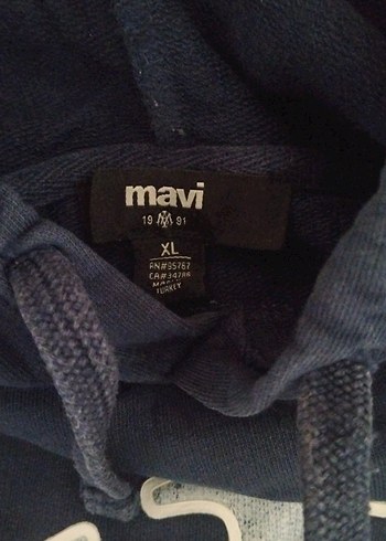 Kapüşonlu, Baskılı Gri Mavi Sweatshirt - Görsel 2