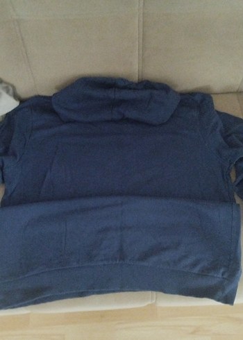 Kapüşonlu, Baskılı Gri Mavi Sweatshirt - Görsel 4