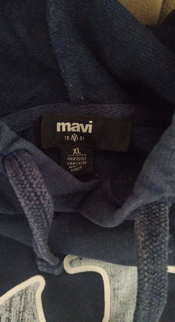 Kapüşonlu, Baskılı Gri Mavi Sweatshirt - Görsel 2