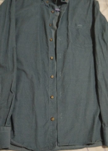 petrol mavisi Erkek Keten Gömlek Düğmeli Uzun Kollu - Görsel 3