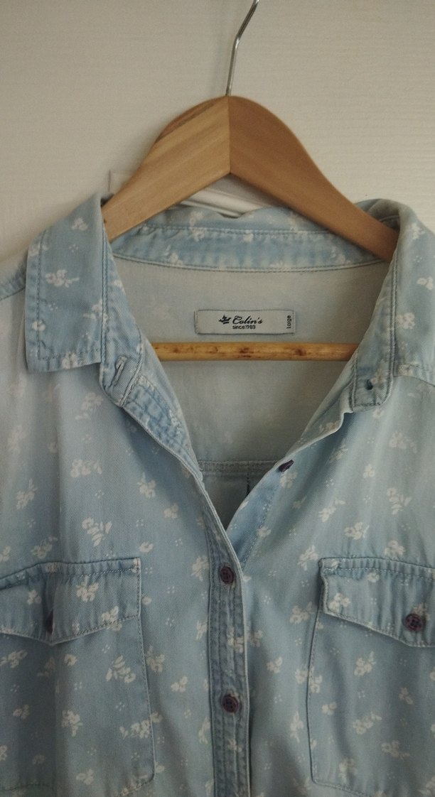 Düğmeli Açık Mavi Denim Kadın Gömlek - Görsel 2