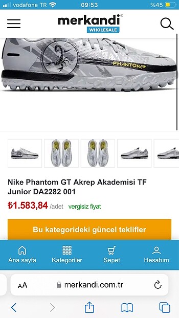 37 Beden Nike orijinal krampon