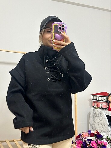 Oversize Şardonlu Sweeatshirt