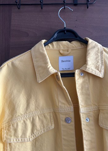 l Beden sarı Renk Sarı Düğmeli Kadın Denim Ceket