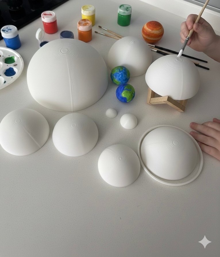 Beyaz Boyanabilir 3D Gezegen Seti - Görsel 2