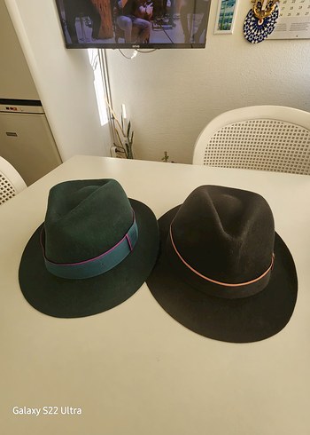 Koyu Yeşil unisex Yün Fötr Şapka ve özel dikim kasket. - Görsel 3