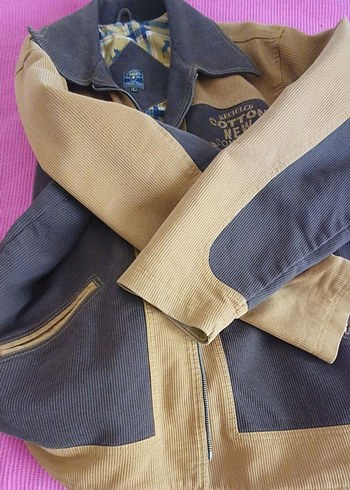 Kahverengi Baskılı Pamuklu Erkek Ceket - Görsel 6