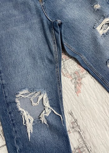 Gri kesimli Bol Kesim Kadın Midi Jean - Görsel 3