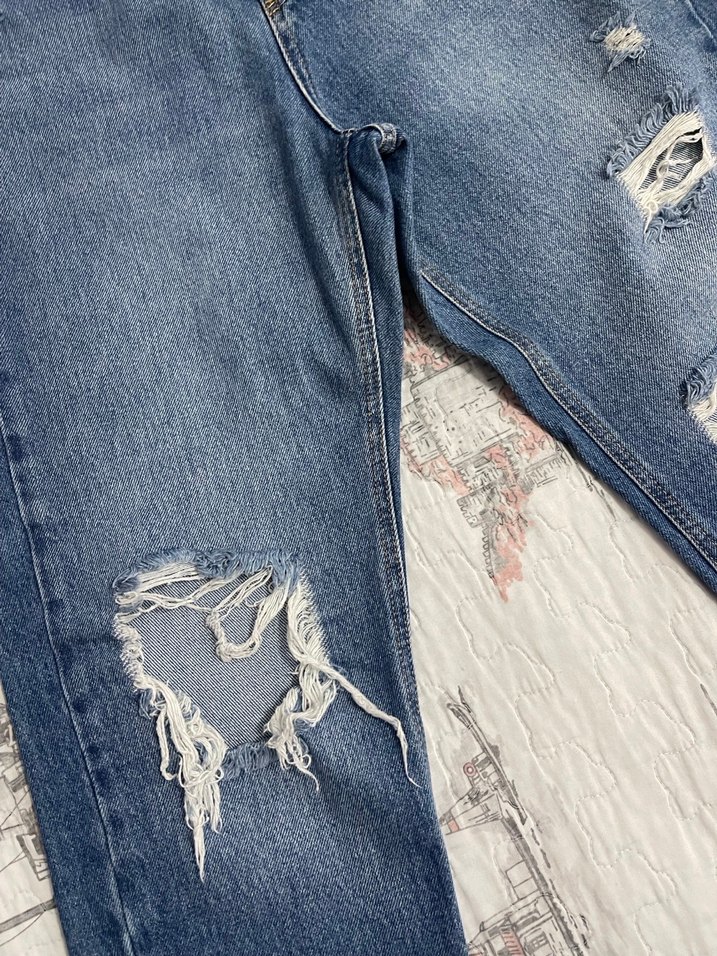 Gri kesimli Bol Kesim Kadın Midi Jean - Görsel 3