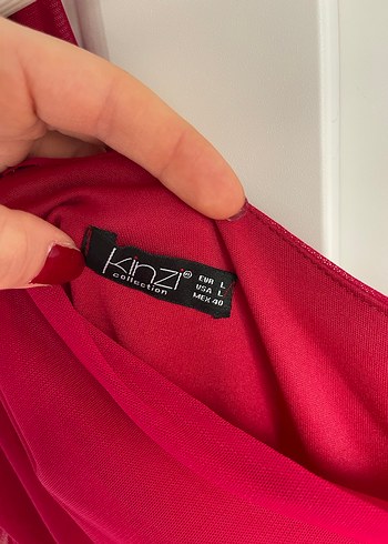 Pembe Drapeli Tek Omuz Abiye Elbise - Görsel 7