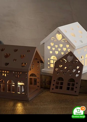 Beyaz Kalp Desenli Mumluk silikon kalıp Ev Şeklinde - Görsel 7