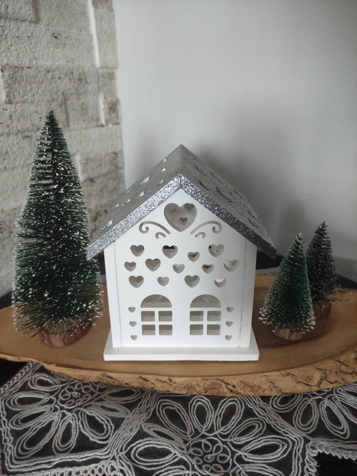 Beyaz Kalp Desenli Mumluk silikon kalıp Ev Şeklinde - Görsel 5