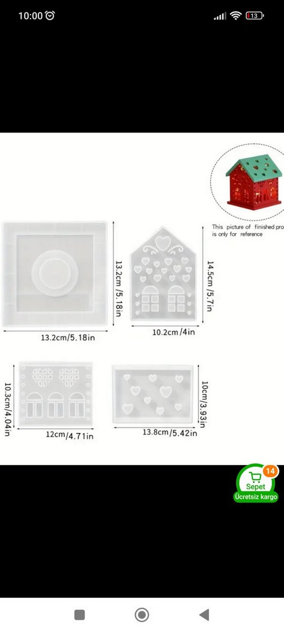 Beyaz Kalp Desenli Mumluk silikon kalıp Ev Şeklinde - Görsel 4