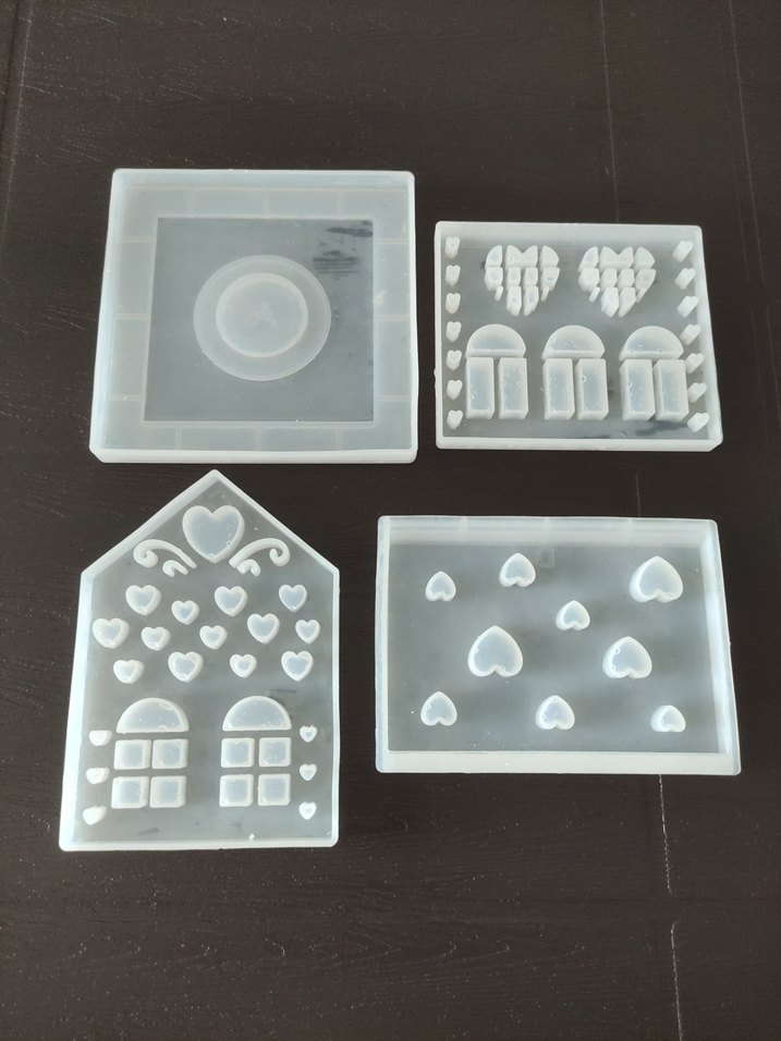 Beyaz Kalp Desenli Mumluk silikon kalıp Ev Şeklinde - Görsel 2