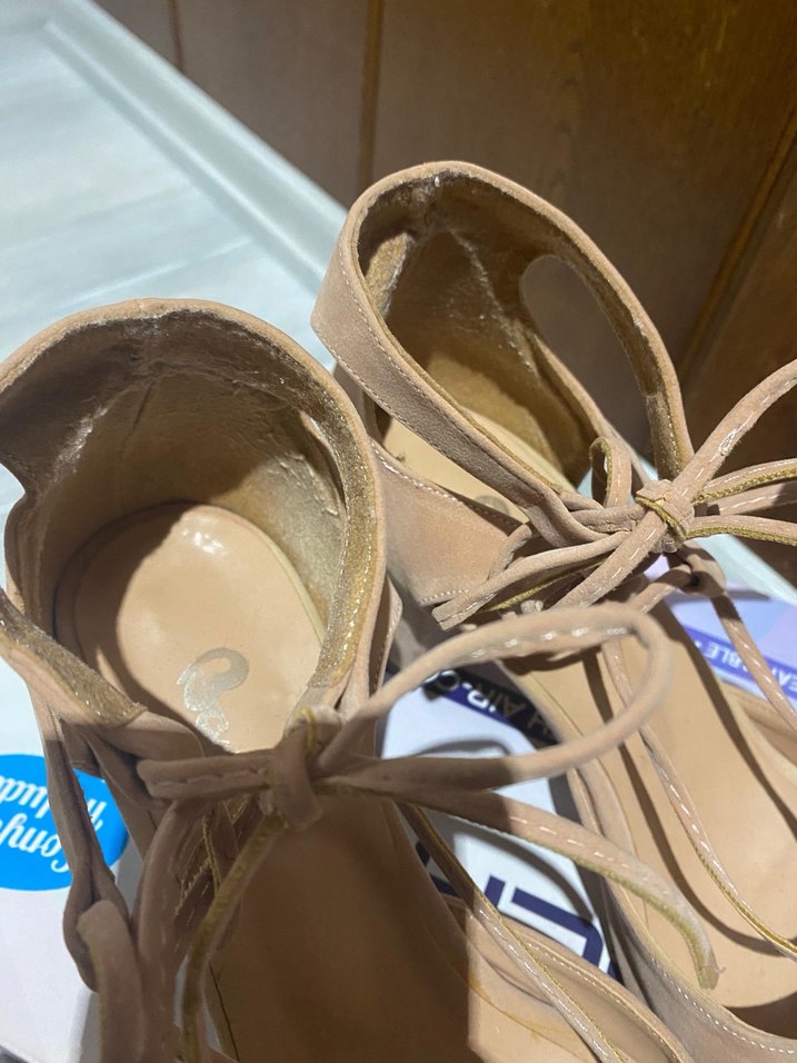 Bej Süet Dolgu Topuklu Kadın Sandalet - Görsel 2