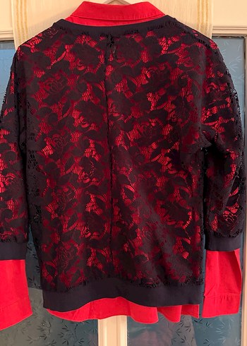 Lacivert Dantel İşlemeli Kadın Bluz - Görsel 7