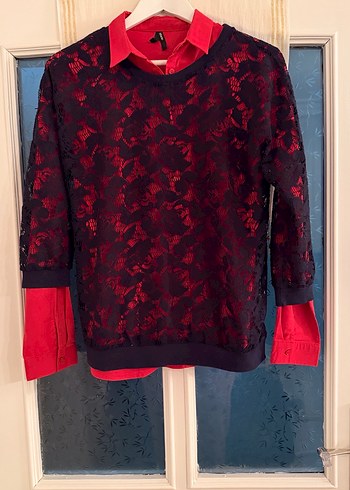 Lacivert Dantel İşlemeli Kadın Bluz - Görsel 6