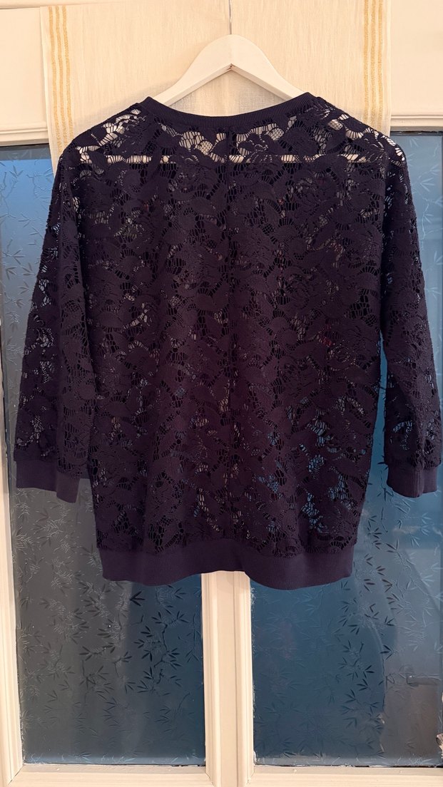 Lacivert Dantel İşlemeli Kadın Bluz - Görsel 5