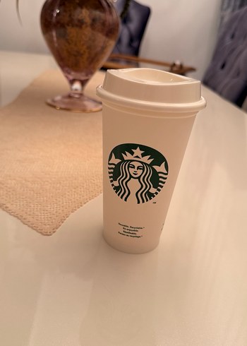 Starbucks Beyaz Plastik Bardak - Görsel 2