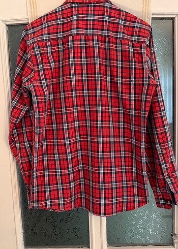Erkek Kırmızı Ekose Uzun Kollu Gömlek - Görsel 5