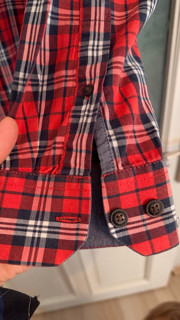 Erkek Kırmızı Ekose Uzun Kollu Gömlek - Görsel 4